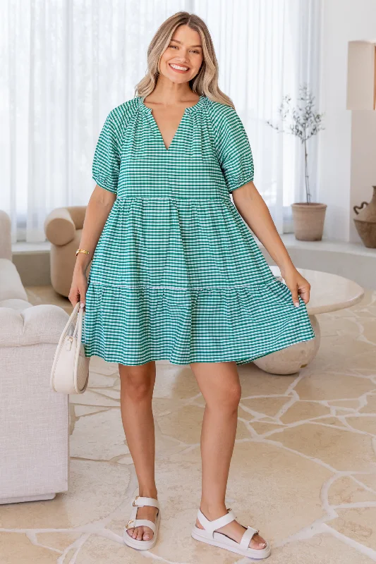 Tana Smock Dress Green Gingham