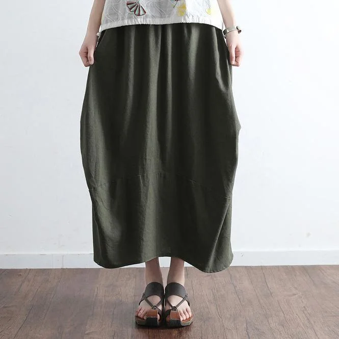 blackish green plus size casual summer skirts vintage maxi skirts