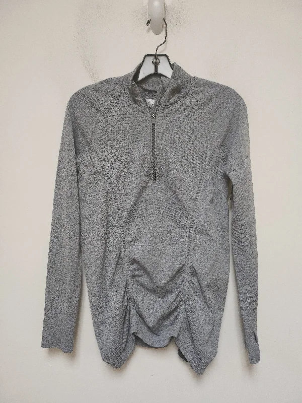 Athletic Top Long Sleeve Collar By Athleta In Grey, Size: M