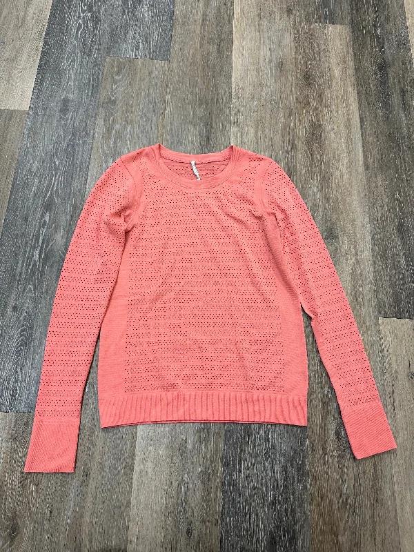 Athletic Top Long Sleeve Crewneck By Lululemon In Coral, Size: 4