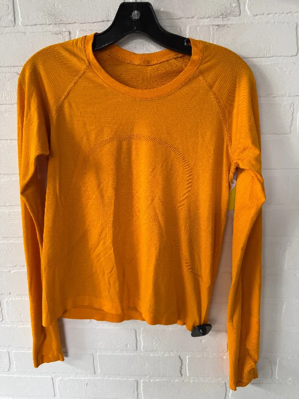 Athletic Top Long Sleeve Crewneck By Lululemon In Orange, Size: M