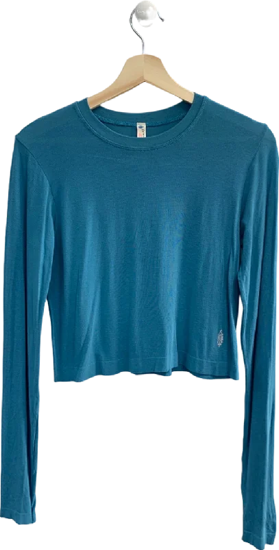 Free People Movement Blue Long Sleeve Crop Top XS/S