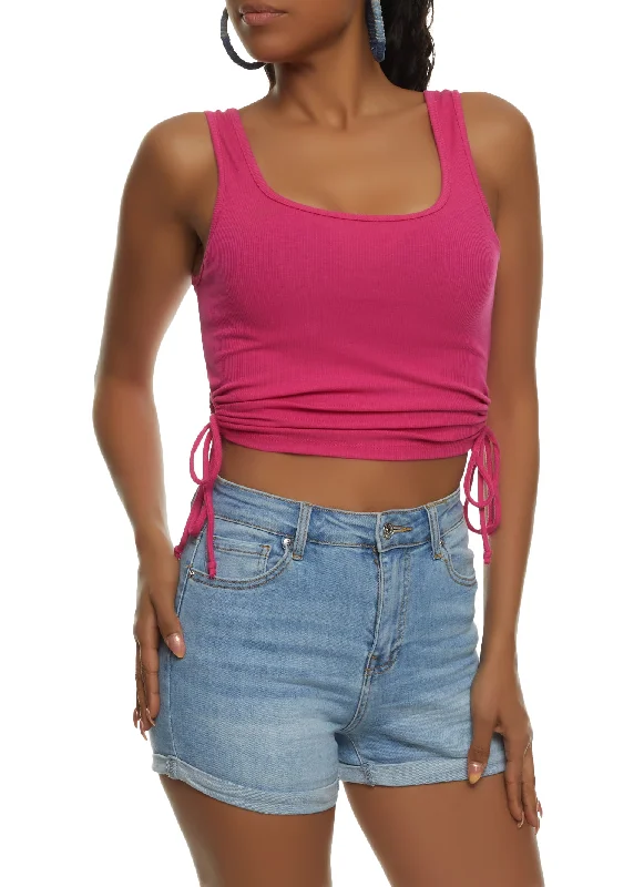 Cut Out Side Tie Cropped Tank Top