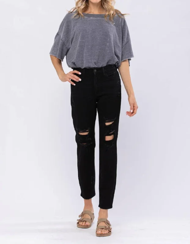 High Waist Boyfriend Jeans In Black