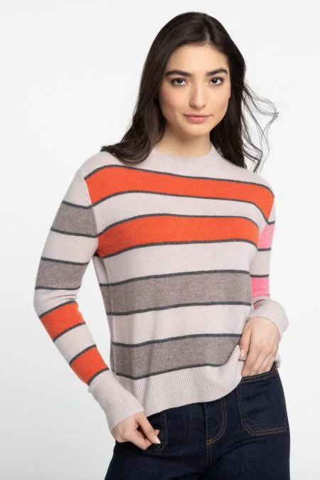 Kinross Cashmere Bold Stripe Crew