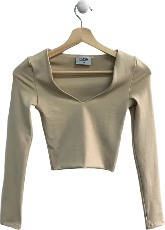 KLAYD Sand Long Sleeve Crop Top XS