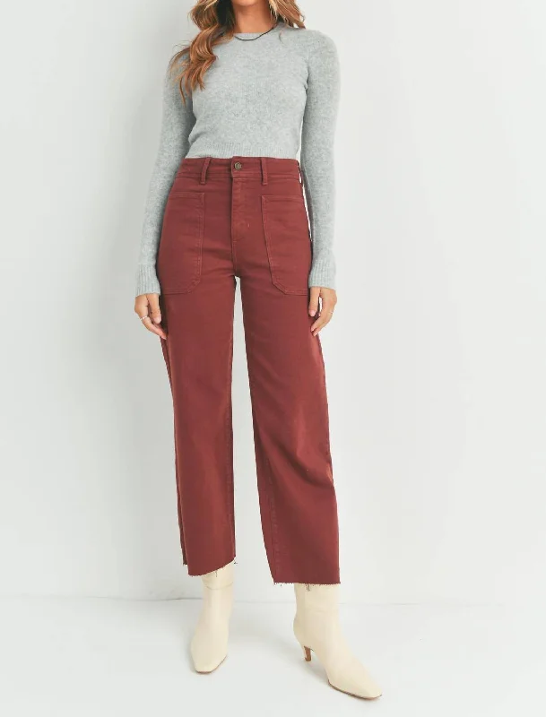 Utility Wide Leg Jeans In Cinnamon