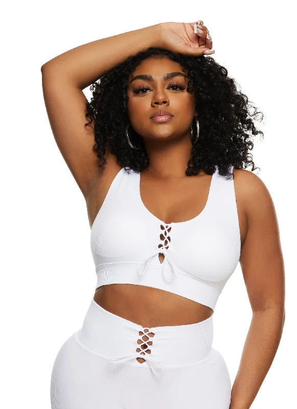 Seamless Lace Up Front Crop Top