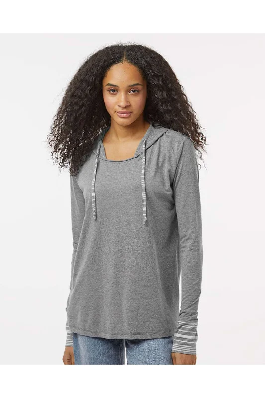 MV Sport Womens Heathered Jersey Hooded T-Shirt Hoodie - Graphite Grey