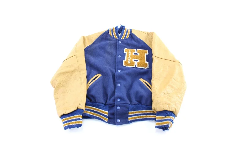 70's Blue & Gold Trainer Letterman Varsity Jacket