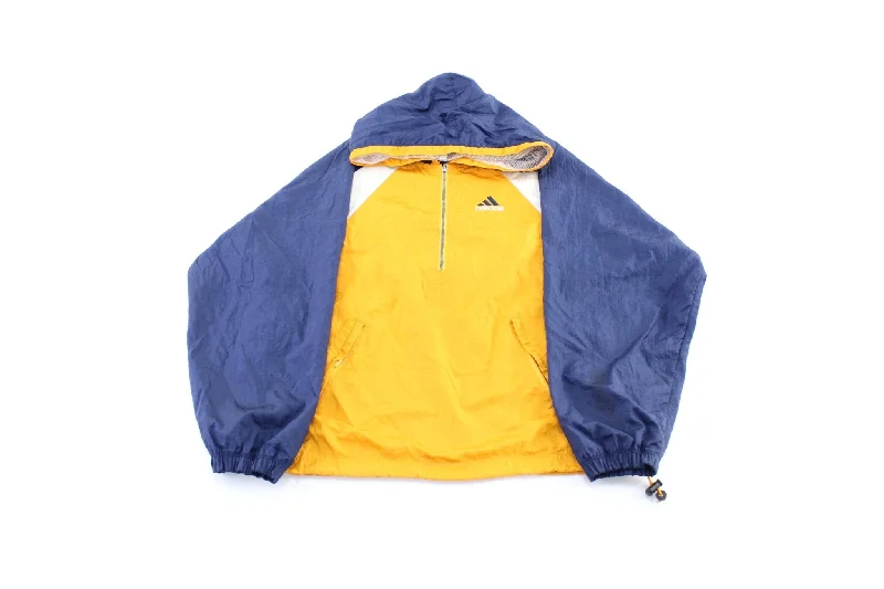 90's Adidas Embroidered Logo Blue, White, & Orange Pullover Jacket