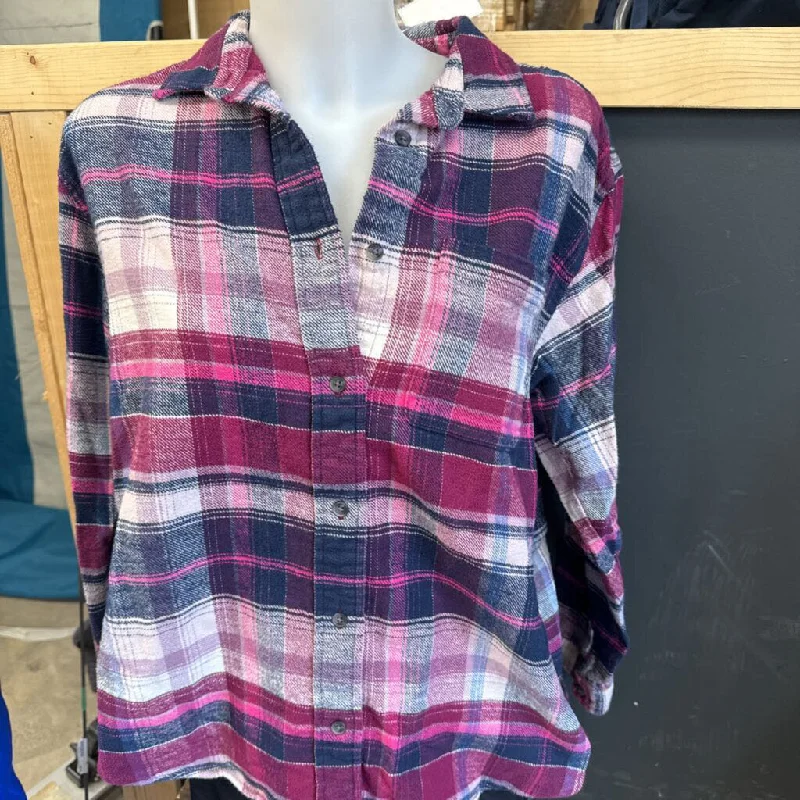 Eddie Bauer - Women's Flannel : Navy/Purple/White-women-SM