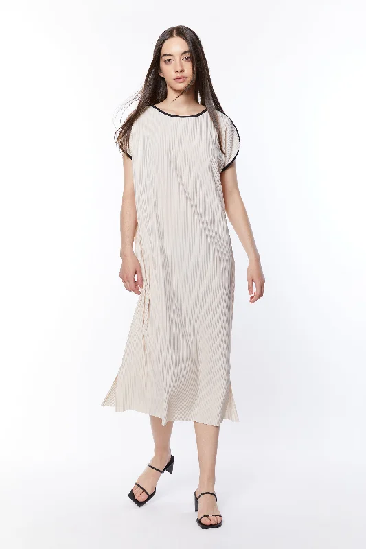 RIBBED CONTRAST TRIM DRESS