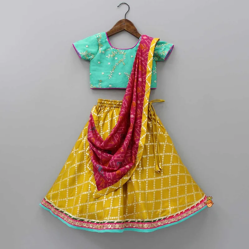 Choli And Lehenga With Attached Printed Dupatta