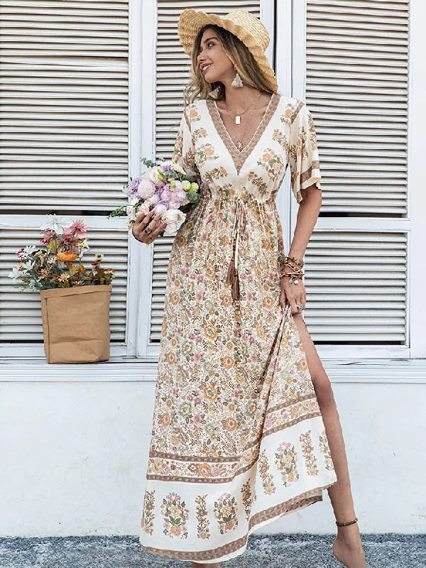 BerriesJam - Floral Printed Bohemian Holiday Maxi Dress