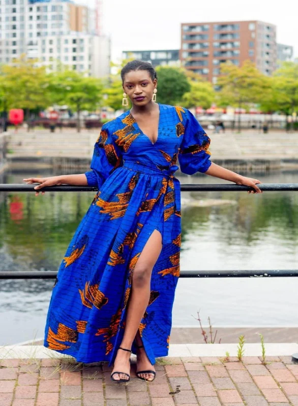 Alisha Ankara Maxi Dress | Blue African Print