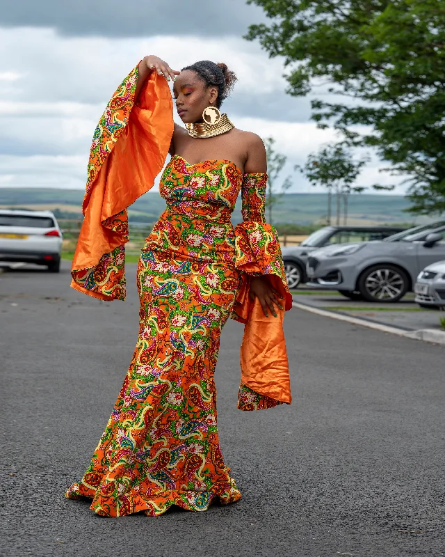 Bonnie Ankara Maxi Dress | Orange African Print