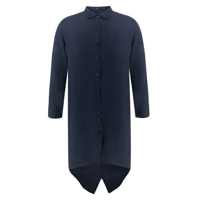 FashionSierra - Fashion Women Dress Long Sleeve Shirt Dress Ladies Office Wear Casual Women Blue Turn-down Collar ButtonMini Dress