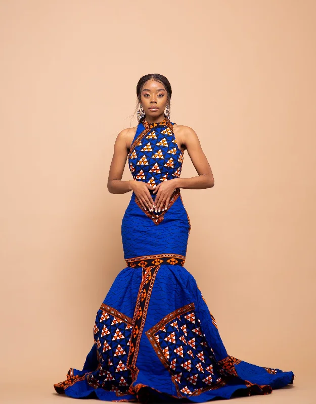 Reigh Ankara Maxi Dress | Blue African Print