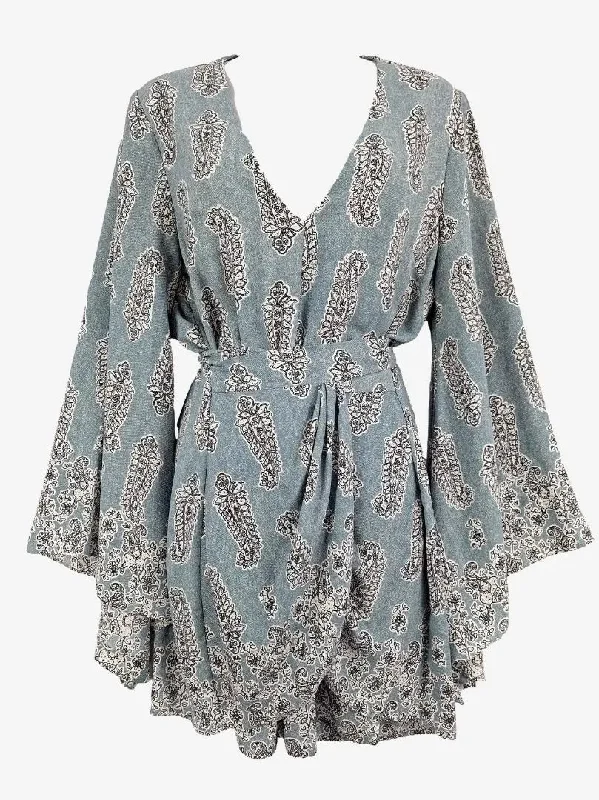 Sheike Paisley Gathered Kimono Sleeve Mini Dress Size 10