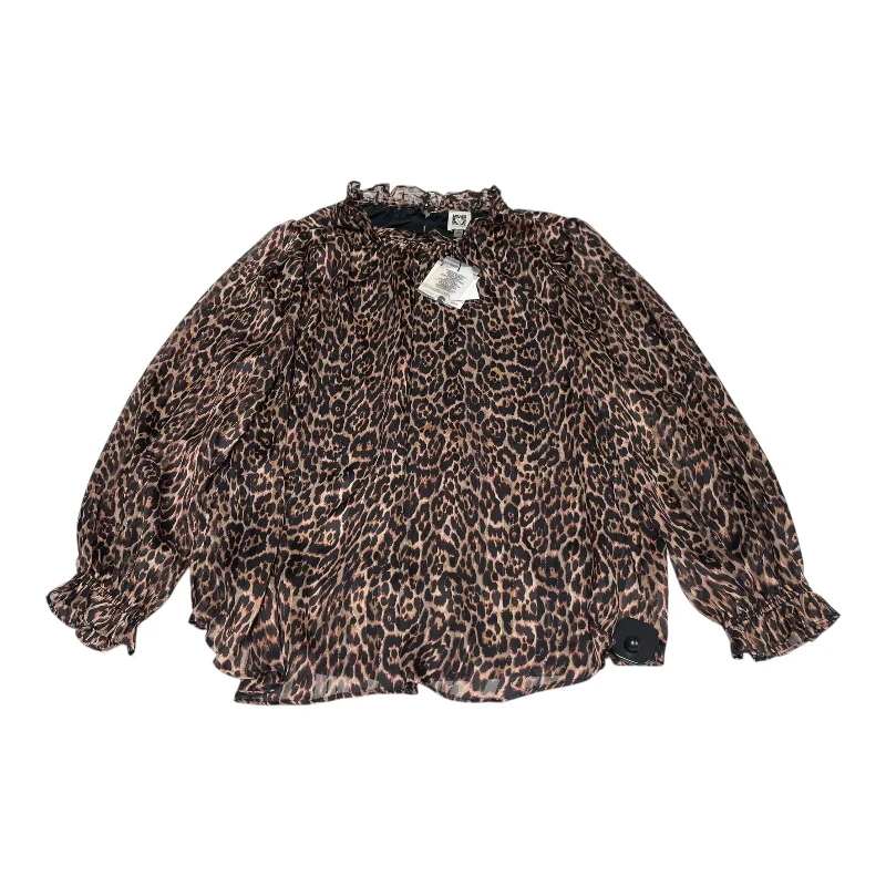 Blouse Long Sleeve By Anne Klein In Animal Print, Size: 1x