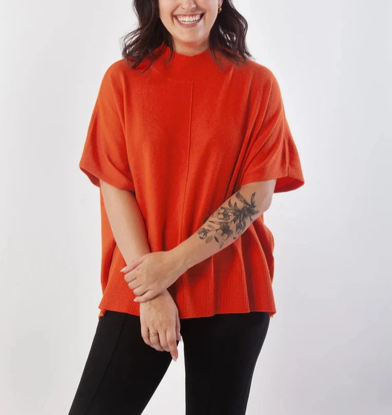 Caroline Poncho - Flame Orange