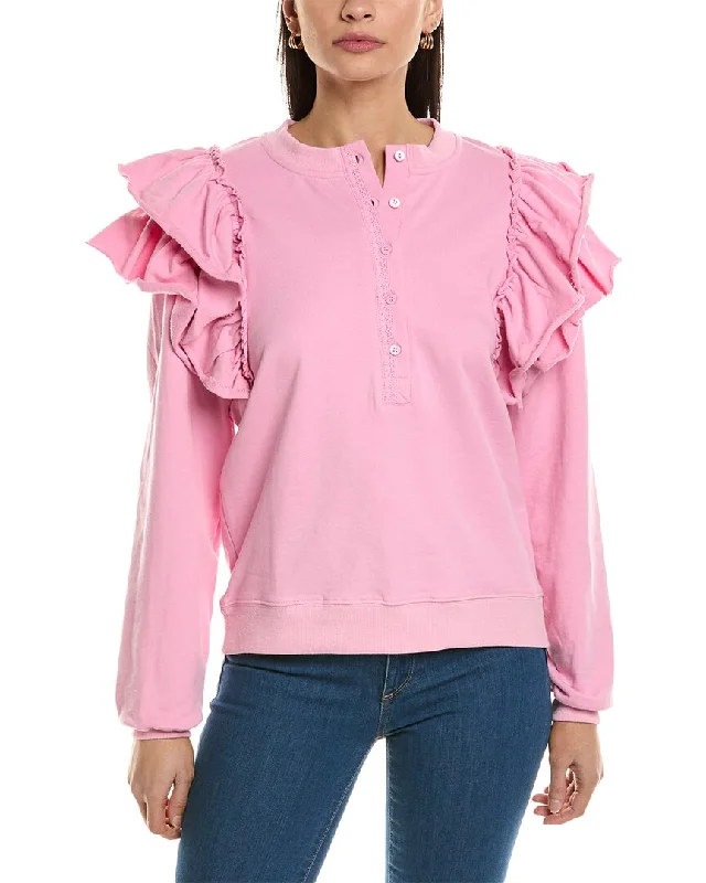 FATE Ruffle Shoulder Washed Sweatshirt