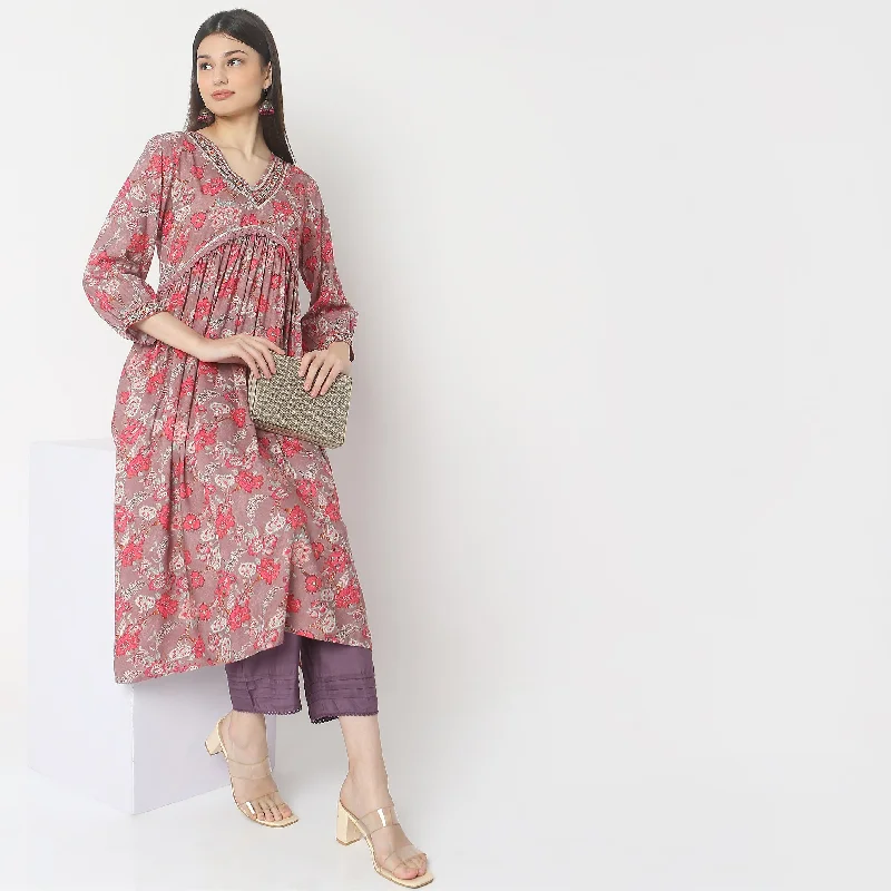 Flare Fit Printed Kurta