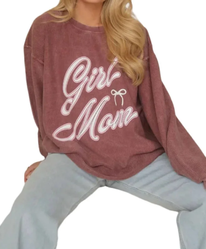 Girl Mom Sweatshirt In Maroon