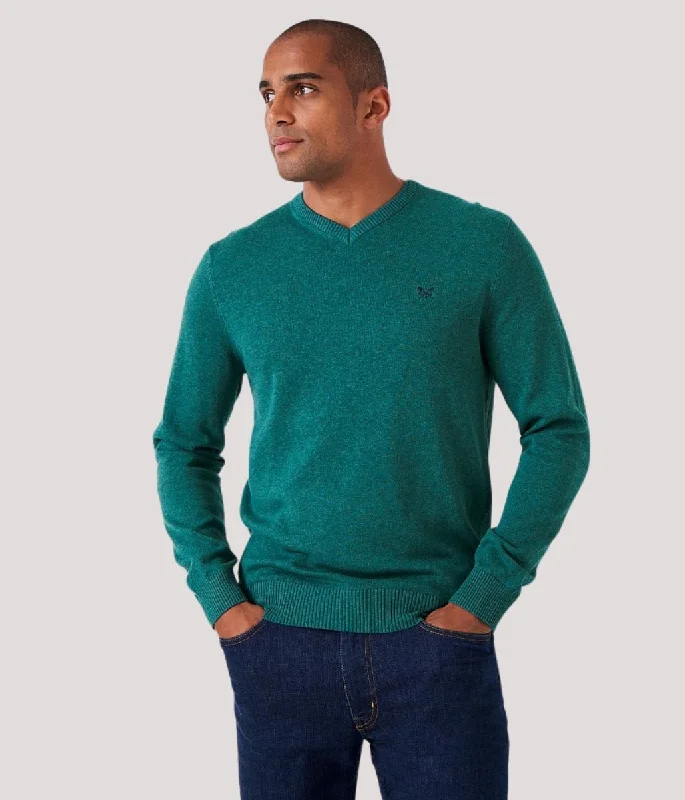 Green Mens Cotton Logo Jumper