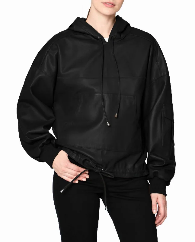 Leather Space Hoodie In Black