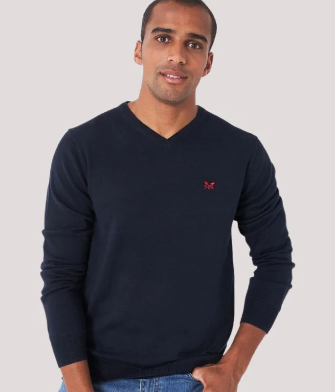 Navy Mens Cotton Logo Jumper