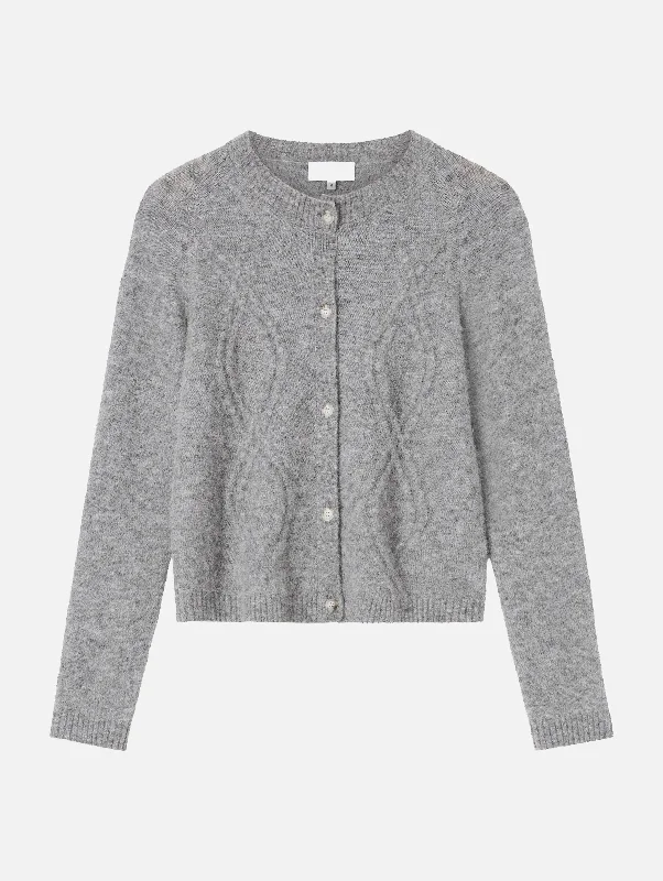 Sawyer Cable Knit Cardigan in Grey